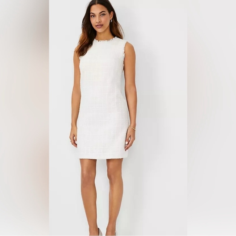Ann Taylor Weave White Textured Mini Dress
